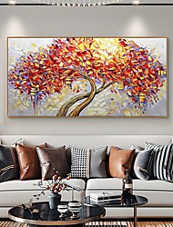 cheap -Oil Painting Handmade Hand Painted Wall Art Abstract Plant Floral  Red-Orange Tree Home Decoration Decor Stretched Frame Ready to Hang