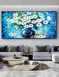 cheap -Oil Painting Handmade Hand Painted Wall Art Abstract Plant Floral  White Chrysanthemum Home Decoration Decor Stretched Frame Ready to Hang