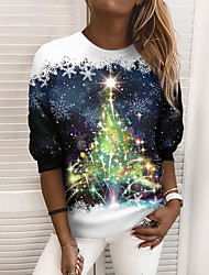 cheap -Women&#039;s Sweatshirt Pullover Christmas Tree Print Christmas Christmas Gifts Casual 3D Print Active Streetwear Hoodies Sweatshirts  Blue Purple Navy Blue