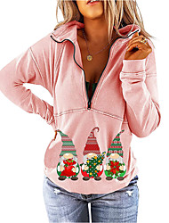 cheap -Women&#039;s Sweatshirt Pullover Santa Claus Christmas Tree Quarter Zip Print Christmas Christmas Gifts Daily 3D Print Active Streetwear Hoodies Sweatshirts  Blushing Pink Black White