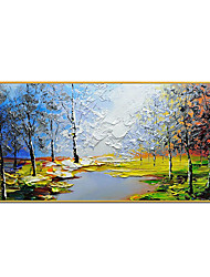 cheap -Oil Painting Handmade Hand Painted Wall Art Tree Path Abstract Landscape Home Decoration Decor Rolled Canvas No Frame Unstretched