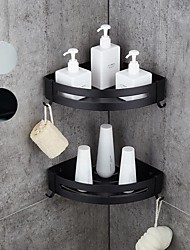 cheap -Bathroom Shelf Space Aluminum Brushed Black and Silvery Wall Mount Triangle Shower Corner Storage Rack Bath Accessories Single Layer