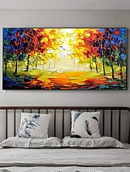 cheap -Oil Painting Handmade Hand Painted Wall Art Abstract Plant Floral  Colored Woods Tree Home Decoration Decor Stretched Frame Ready to Hang