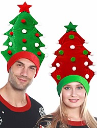 cheap -Christmas Tree Hat Plush Hair Decoration Red Green Santa Hat Christmas Tree Ball Hat Christmas Ugly Sweater Theme Party Fun Decoration