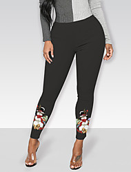 cheap -Women&#039;s Hip-Hop Athleisure Tights Leggings Print Ankle-Length Pants Christmas Gifts Going out Stretchy Snowflake Snowman Comfort Mid Waist Skinny Black Green Red White S M L XL XXL
