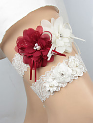 cheap -Polyester Flower Style Wedding Garter With Rhinestone Garters Wedding