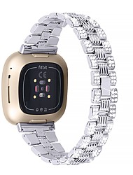 voordelige -1 pcs Slimme horlogeband voor Fitbit Versa 3 / Sense Roestvrij staal Smartwatch Band Bling Diamant sieraden armband Vervanging Polsbandje