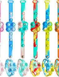 cheap -6PCS Push Pop Fidget Toy Fidget Bracelet Durable and Adjustable Multicolor Stress Relief Finger Press Bracelet for Teenagers and Adults ADHD ADD Autism