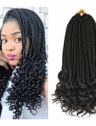 cheap -Wavy Ends 3S Box Braids Crochet Braiding Hair Extensions Ombre Brown Synthetic Goddess Box Braids With Free Curly End Crochet Braids For Woman Girls 22strands/pack  14inch 3packs