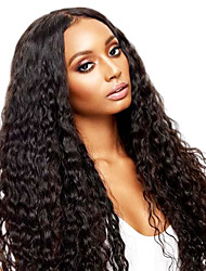 cheap -Remy Human Hair 13x4 Lace Front 4x4 Lace Front Wig Middle Part Brazilian Hair Curly Water Wave Natural Wig 150% Density Women Best Quality Middle Part Sew in Natural Hairline / Daily Wear