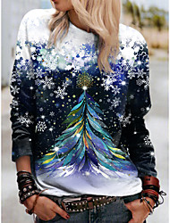 cheap -Women&#039;s Sweatshirt Pullover Graphic Snowflake Christmas Tree Print Christmas Christmas Gifts Casual 3D Print Active Streetwear Hoodies Sweatshirts  Blue Purple Green