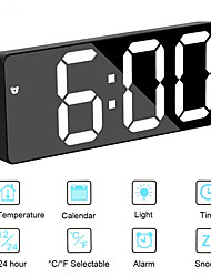 cheap -LED Mirror Display Alarm Clock Digital Creative Voice Control Wake Up Time Date Temperature Display Rectangular Desk Clocks