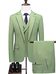 cheap -Apple Green Men&#039;s Party / Evening Suits 3 pcs Solid Colored Tailored Fit Single Breasted One-button 2022