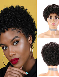 cheap -Remy Human Hair Wig Pixie Cut For Black Women Short Afro Curly Full Machine Made Brazilian Hair Cheap Wig Human Hair Capless Wig Natural Black #1B