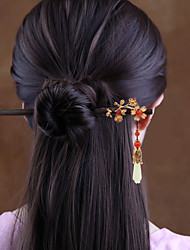 cheap -2 Pcs/set Ancient Style Hairpin Headdress Female Ancient Costume Ancient Hairpin Plate Hairpin Wooden Hairpin Hair Jewelry Accessories Step Tassel
