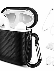 cheap -TNP Soft Protective Case Cover for Apple AirPods 1/2 Gen, Cute Skin w/Carabiner Clip Keychain Strap Ear Hook Accessories Compatible with Airpod 1st 2nd Generation Girl Women Men (Carbon Fiber Black)