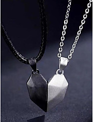 cheap -Lockets Necklace Men&#039;s Women&#039;s Geometrical Heart European Sweet Cute Cool Lovely Black / Gray 50 cm Necklace Jewelry 2pcs for Promise Geometric