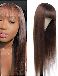 cheap -Remy Human Hair 360 Lace Wig Brazilian Hair Silky Straight Yaki Straight Natural Wig with Bangs Smooth Natural With Bleached Knots Women&#039;s High Density Human Hair Lace Wig