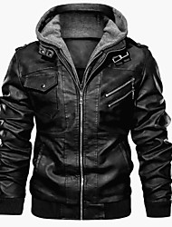 cheap -Men&#039;s Jacket Faux Fur Coat Daily Outdoor Fall Winter Regular Coat Regular Fit Windproof Warm Sporty Casual Jacket Long Sleeve Solid Color Pocket Black Gray Brown
