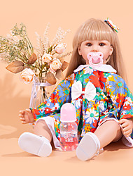 cheap -24 inch Reborn Doll Baby Girl Saskia lifelike Gift Lovely 3/4 Silicone Limbs and Cotton Filled Body 1 with Clothes and Accessories for Girls&#039; Birthday and Festival Gifts
