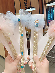 cheap -Colored Hair Extensions for Girls Children&#039;s Bow knot Braids Girls Frozen Hair Accessories Super Fairy Princess Aisha Braids Wig Hair Accessories Headdress