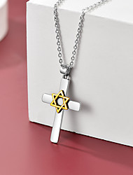 cheap -Pendant Necklace Men&#039;s Women&#039;s Criss Cross Silver Cross Star of David Dainty Vintage Classic European Trendy Cool Silver 55+5 cm Necklace Jewelry 1pc for Christmas Street Gift Daily Holiday irregular