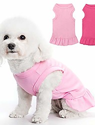 cheap -BINGPET 2 Pack Blank Dog Shirt Skirt - Soft Breathable Cute Pet Clothes, Sleeveless Dress for Girls, Dog T-Shirts Apparel, Dog Outfits, Plain Dog Shirt for Puppies, Small Extra Small and Medium Dogs
