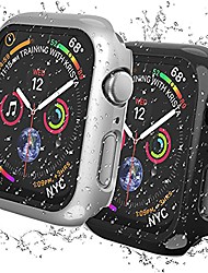 cheap -[2-Pack] Apple Watch Case, Waterproof Apple Watch Case for 41mm Series 7/6/5/43/2/1, Full Coverage Hard PC Bumper Protective Cover for Apple Watch Women Men (Silver/Black 41mm)
