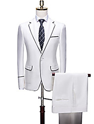 cheap -White Men&#039;s Wedding Suits 2 pcs Solid Colored Tailored Fit Single Breasted One-button 2022