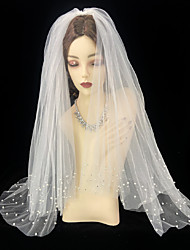 cheap -Two-tier Sparkle &amp; Shine / Cute Wedding Veil Fingertip Veils with Beading / Sequin / Solid Tulle