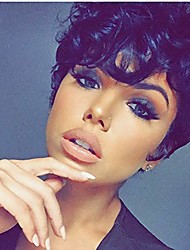 cheap -Short Afro Curly Wigs for Black Women African Americans Short Synthetic Curly Hair Wigs Short Pixie Cut Wigs 4inch-Black-M