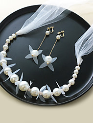 cheap -Wedding Sweet Alloy Drop Earrings / Headbands / Headdress with Imitation Pearl 3 Pieces Wedding / Special Occasion Headpiece