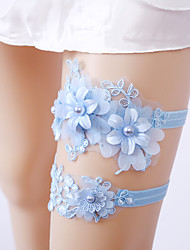 cheap -Satin Flower Style Wedding Garter With Imitation Pearl Garters Wedding