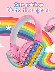 cheap -Rainbow Color Bluetooth Over-Ear Headphone with Pop Bubbles Silicone Fidget Toy Decompression Toys Stereo Wireless Bluetooth Headset for Mobile Phone Tablet PC