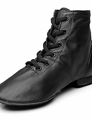 cheap -Women&#039;s Jazz Shoes Ballroom Shoes Salsa Shoes Line Dance Performance Boots Flat Heel Black Lace-up Elastic