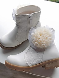 cheap -Girls&#039; Boots Flower Girl Shoes Lace Big Kids(7years +) Little Kids(4-7ys) Flower Pink White Fall Winter / Mid-Calf Boots / Rubber