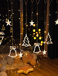 cheap -3.5M LED Christmas Deer Bells Curtain Light Garland Fairy Lights 120LEDs AA Battery Powered Star Lamp for Xmas Party Holiday Wedding Garden New Year Outdoor Home Decoration