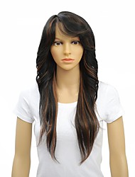 cheap -Long Black Wig with Bangs for Black Women Long Wig Synthetic Wigs for Black Women Brown Mixed Black