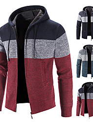 cheap -Men&#039;s Drawstring Hooded Cardigan Sweater Zipper Thermal Winter Fleece Jacket Coats Warm Cardigan Color Matching Plus Velvet Coat Sweater Causal Coat Hooded Fleece Outwear Plush Thickened Sweater