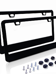 cheap -License Plate Frames for USA 2 Pcs 2 Holes Slim Stainless Steel Polish Mirror License Plate Frame and Chrome Screw Caps Car Accessories