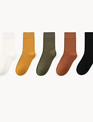 cheap -Fashion Comfort Women&#039;s Socks Solid Colored Socks Casual Socks Warm Casual Multi color 5 Pairs / No Show &amp; Liner Socks