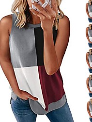 cheap -spring and summer women&#039;s clothing color matching printed sleeveless top pullover cross-border vest tank