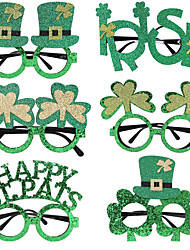 cheap -2 Pcs Random Styles St. Patricks Day Decoration Glasses Green Hat Clover Glasses Frame Party Teenager Dress Up Mirror Frame