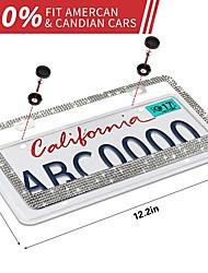 cheap -Bling License Plate Frame for Women Sparkly Stainless Steel License Plate Frames USA Car Over 1200 pcs 14 Facets Bedazzled Clear Glass Diamond Rhinestone Crystals Glitter Diamond Car Accessories 2PCS