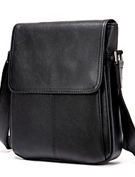 cheap -Men&#039;s Messenger Bag Mobile Phone Bag Messenger Bag Crossbody Bag Nappa Leather Cowhide Zipper Daily Black