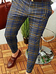 cheap -Men&#039;s Fashion Streetwear Chinos Trousers Pocket Pants Casual Daily Micro-elastic Lattice Breathable Soft Mid Waist Blue M L XL XXL 3XL
