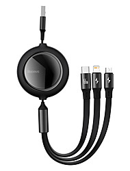 cheap -BASEUS Micro USB Lightning USB C Cable 3 In 1 Retractable Flat 6 A 1.2m(4Ft) Nylon For Xiaomi Huawei OnePlus Phone Accessory