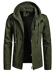 cheap -Men&#039;s Coat Parka Casual / Daily Solid Color Cotton Black / khaki / Army Green S / M / L
