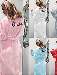 cheap -Women&#039;s Plus Size Pajamas Robes Gown Bathrobes 1 pc Letter Plush Simple Comfort Home Daily Vacation Fleece Warm Gift V Wire Lace up Fall Winter Blue White