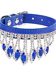 cheap -Bling Rhinestone Cat Dog Collar Cute Sparkling Crystal Kitten Necklaces Soft Adjustable Leather Puppy Collars Diamond Pendant Pet Collars for Small Dogs Cats